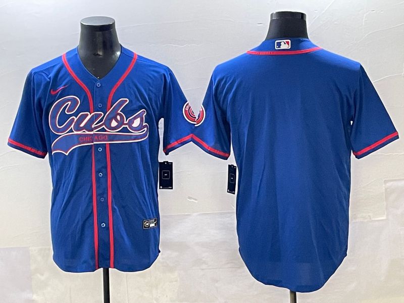Men 2025 Chicago Cubs Blank Blue Joint Name Nike MLB Jersey style 1->chicago cubs->MLB Jersey